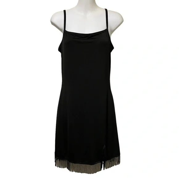 bridal shower spring dress Illusion Neckline Beads Sexy High Split Black Long Sleeves Formal Evening Dress QP0845 US16 / As Picture